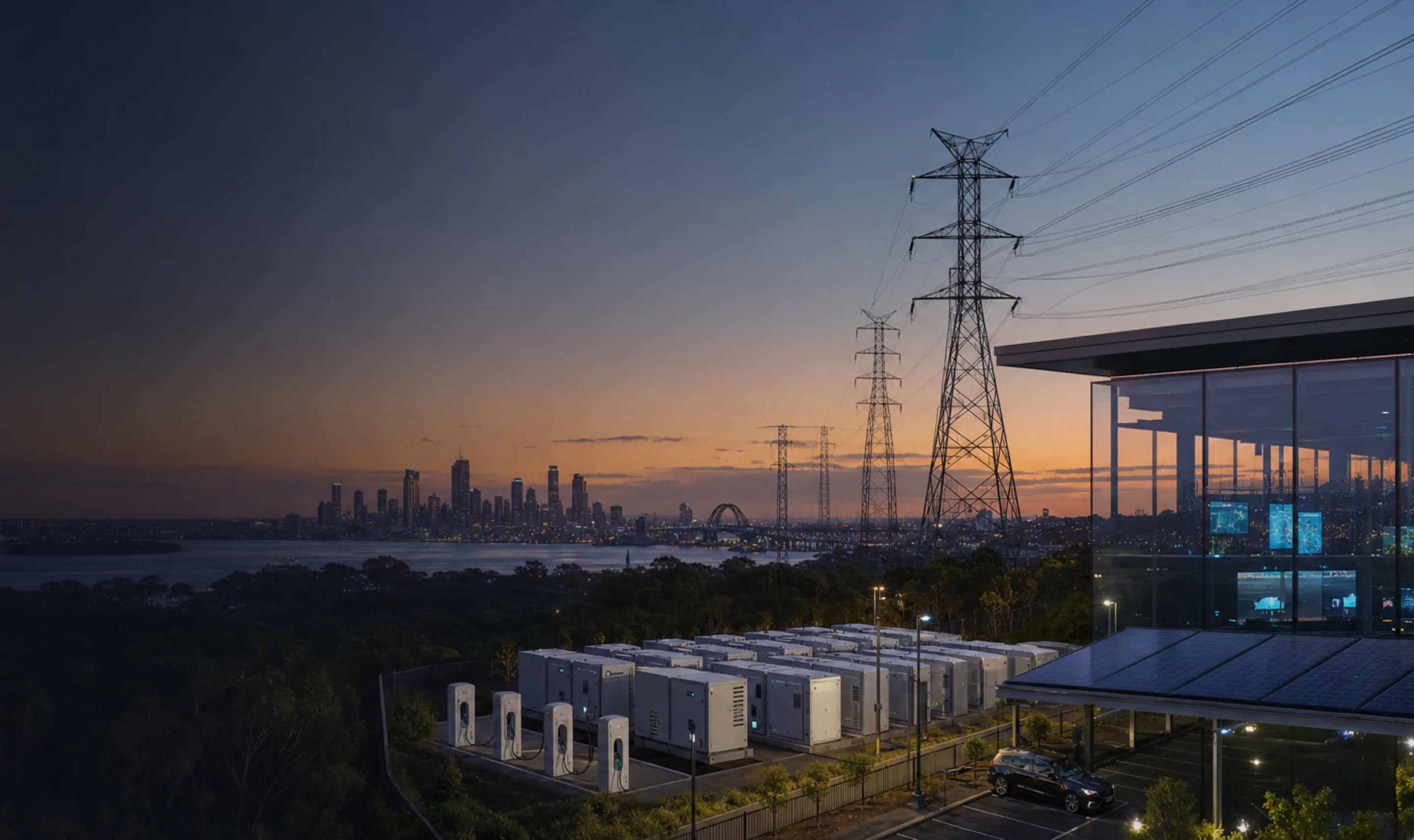 Australian city, transmission grid, battery storage and energy operations platform