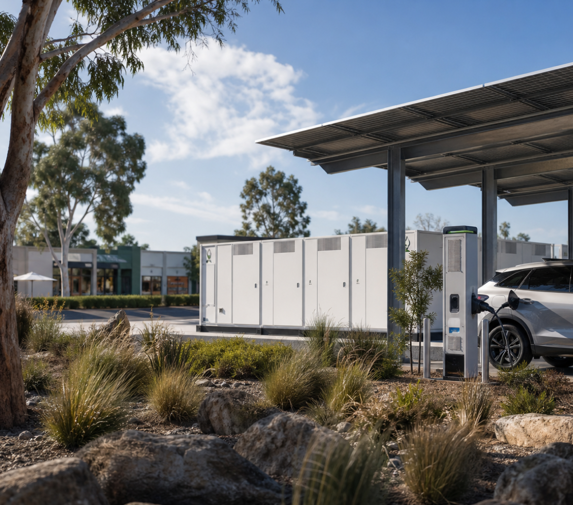 Battery storage and electric vehicle charging in an Australian community