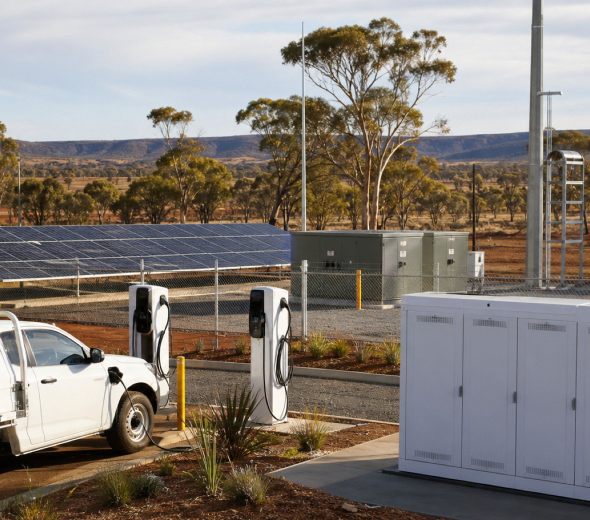 Regional Australian solar, battery and electric vehicle charging infrastructure